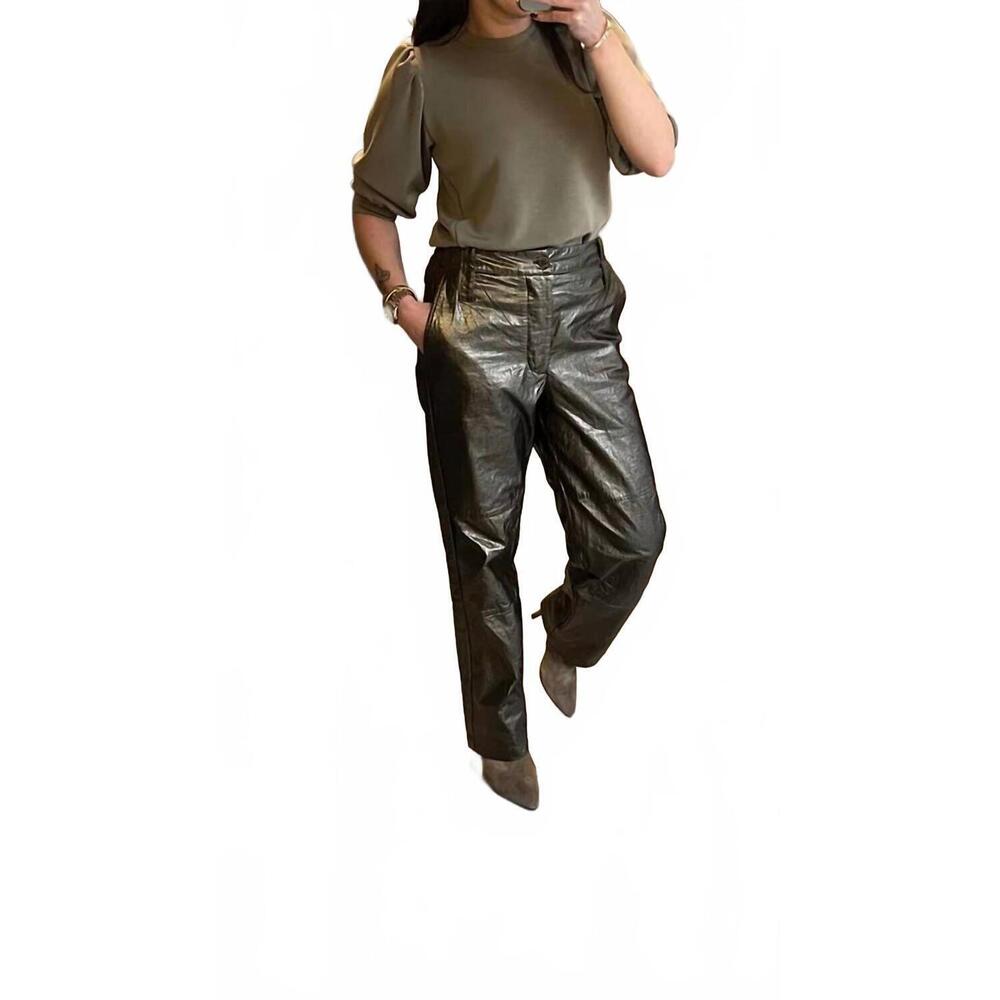 NEW RABENS SALONER foiled ripstop military pant in metallic olive